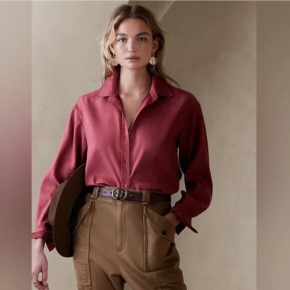 Banana Republic Vegan Suede Ruby Rose Oversized Button-Up - Picture 8 of 9
